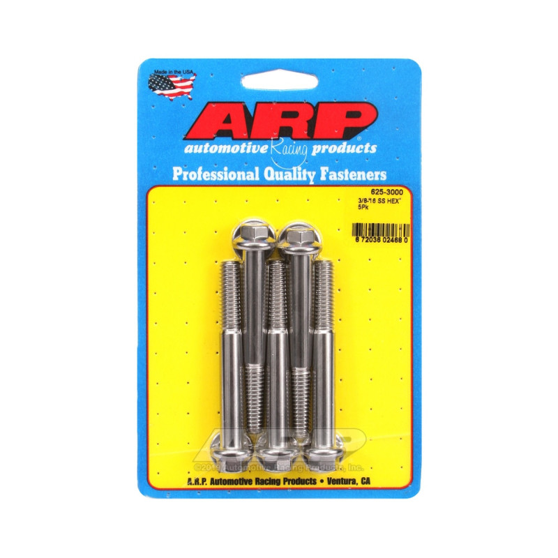 Șuruburi și piulițe universale ARP cu cap STD 3/8-16 – Oțel inoxidabil, cap hexagonal, x5 - ARP-625-3000 - 625-3000 - 3666618192635